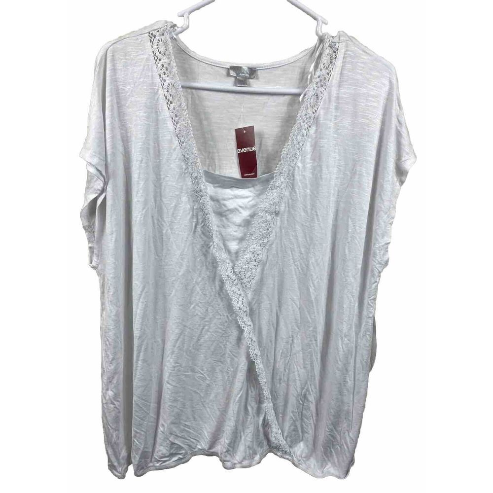 VIP Knits Avenue Blouse Womens Sz 18/20 White Shirt Crochet‎ Wrap Sleeveless NEW